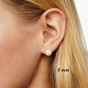 14K Gold Pearl Earrings Genuine Solid Gold Hypo-Allergenic Freshwater Pearls